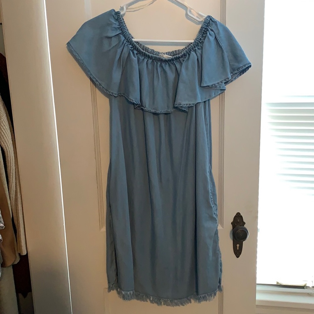 Chambray off the shoulder dress